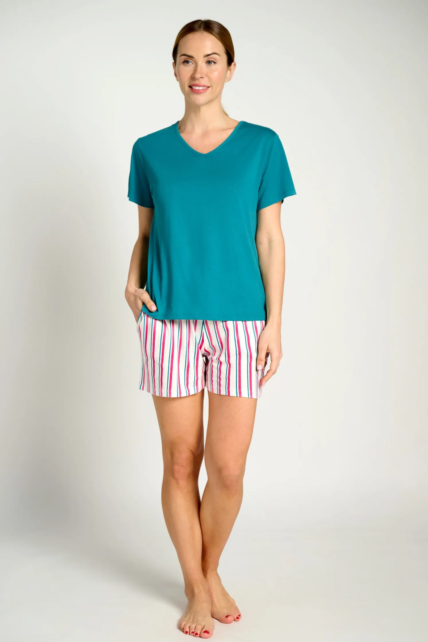 Pijama mujer corto algodón rayas | MUYDEMI