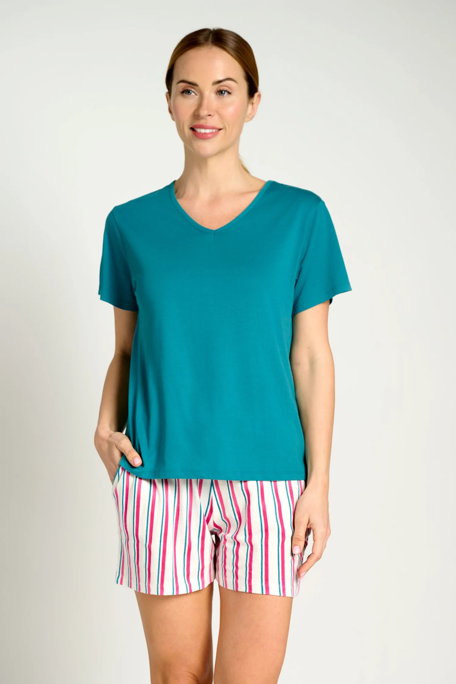 Pijama mujer corto algodón rayas | MUYDEMI