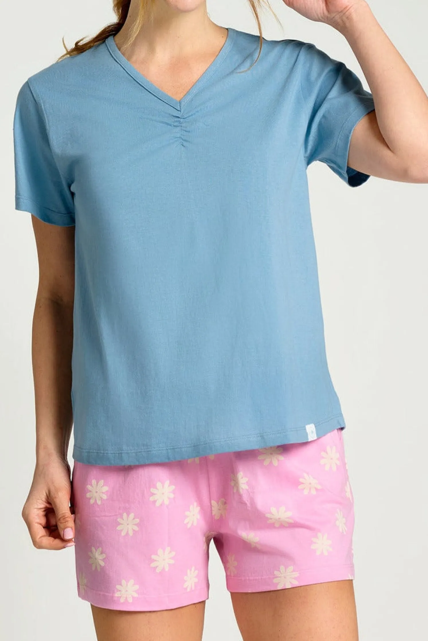 Pijama mujer corto azul y rosa | MUYDEMI