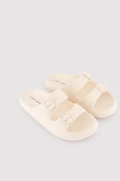Sandalias de playa hebillas antideslizantes extra comfort marfil