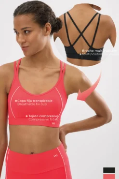 Sujetador deportivo Compressive espalda cruzada coral
