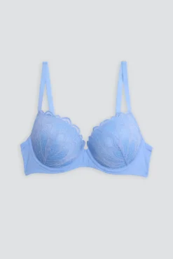 Sujetador push-up con encaje azul