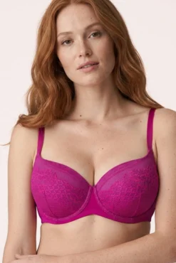 Sujetador reductor con aro con relleno encaje fucsia