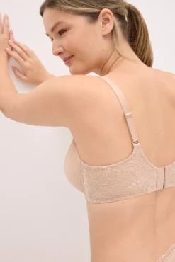 Sujetador reductor con aro sin relleno detalles encaje nude copas C y D