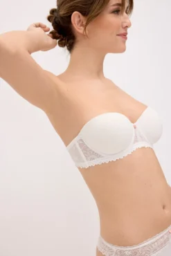 Sujetador sin tirantes encaje blanco Megan | Colección Novia