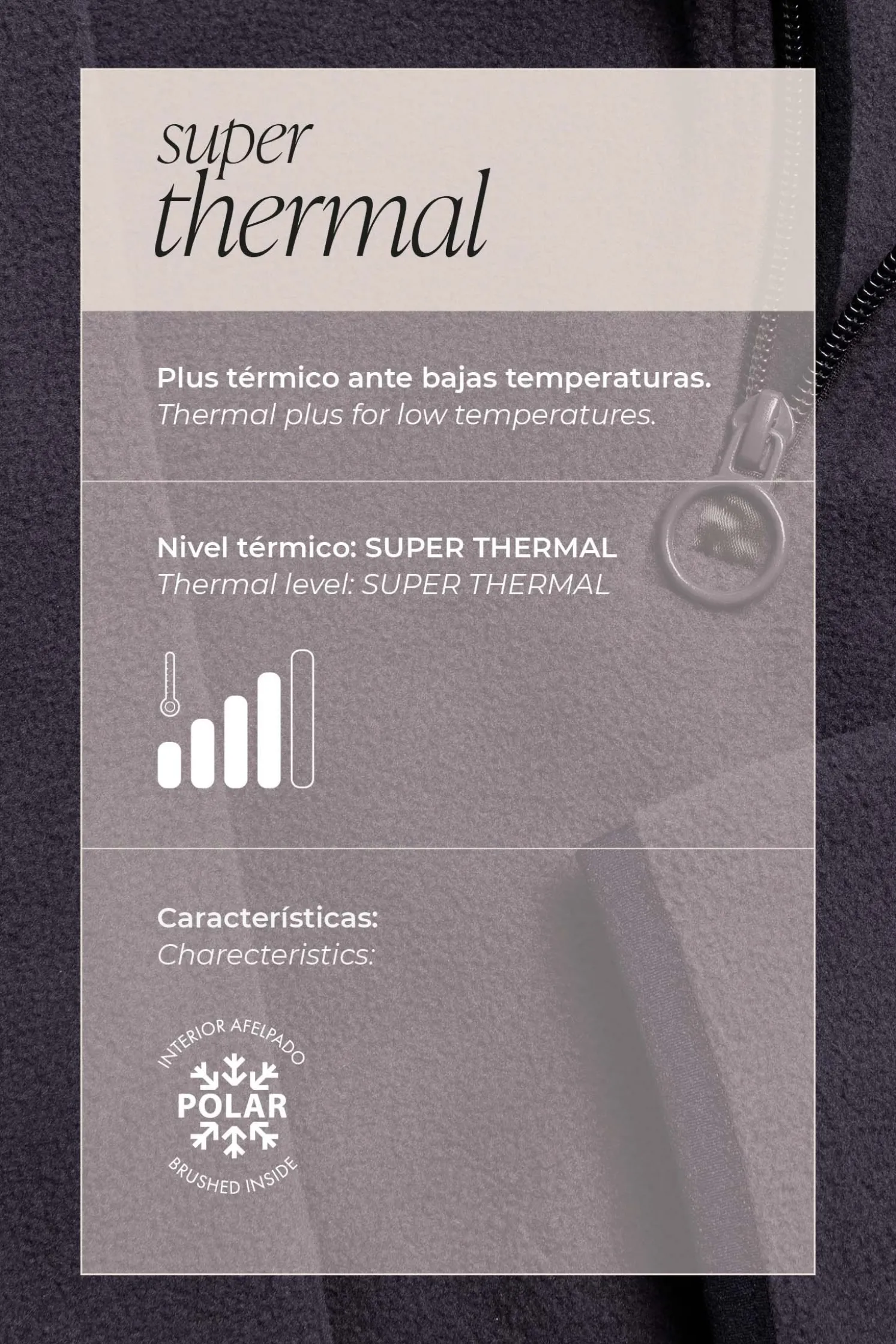 SUPER TÉRMICO Forro polar media cremallera hombre negro