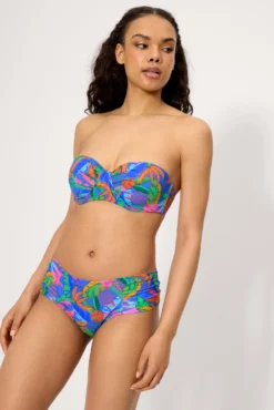Top bikini bandeau estampado tropical copa C