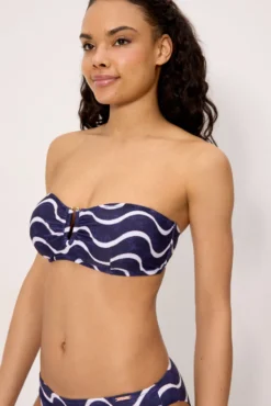 Top bikini bandeau estampado ondas marino copa C