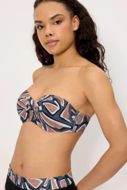 Top bikini bandeau estampado copas C y D