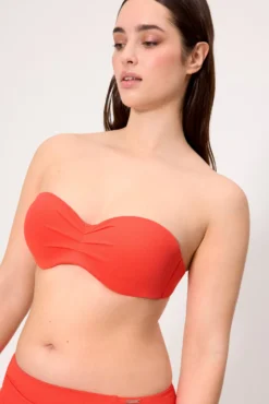 Top bikini bandeau micropiqué coral copa C