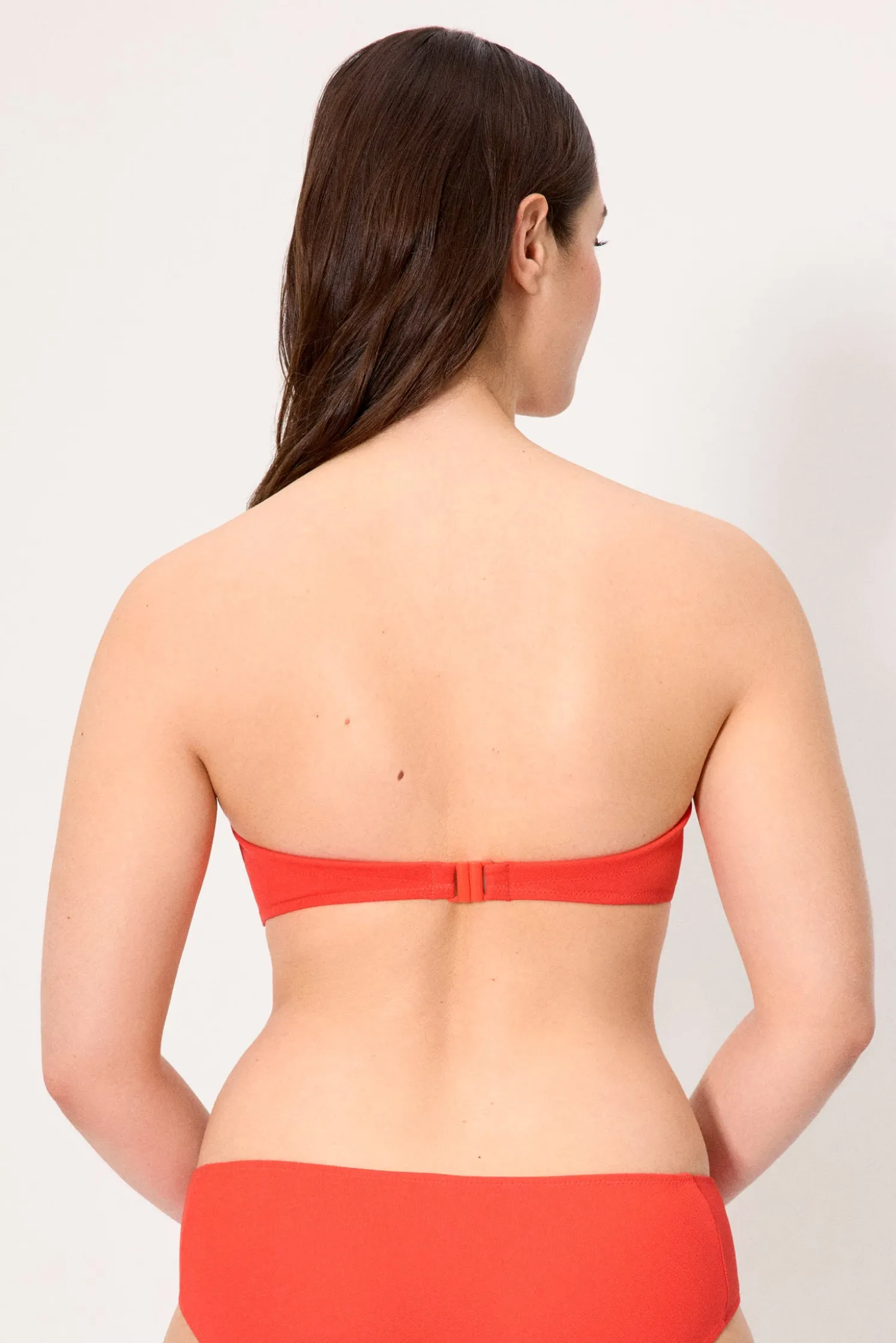 Top bikini bandeau micropiqué coral copa C