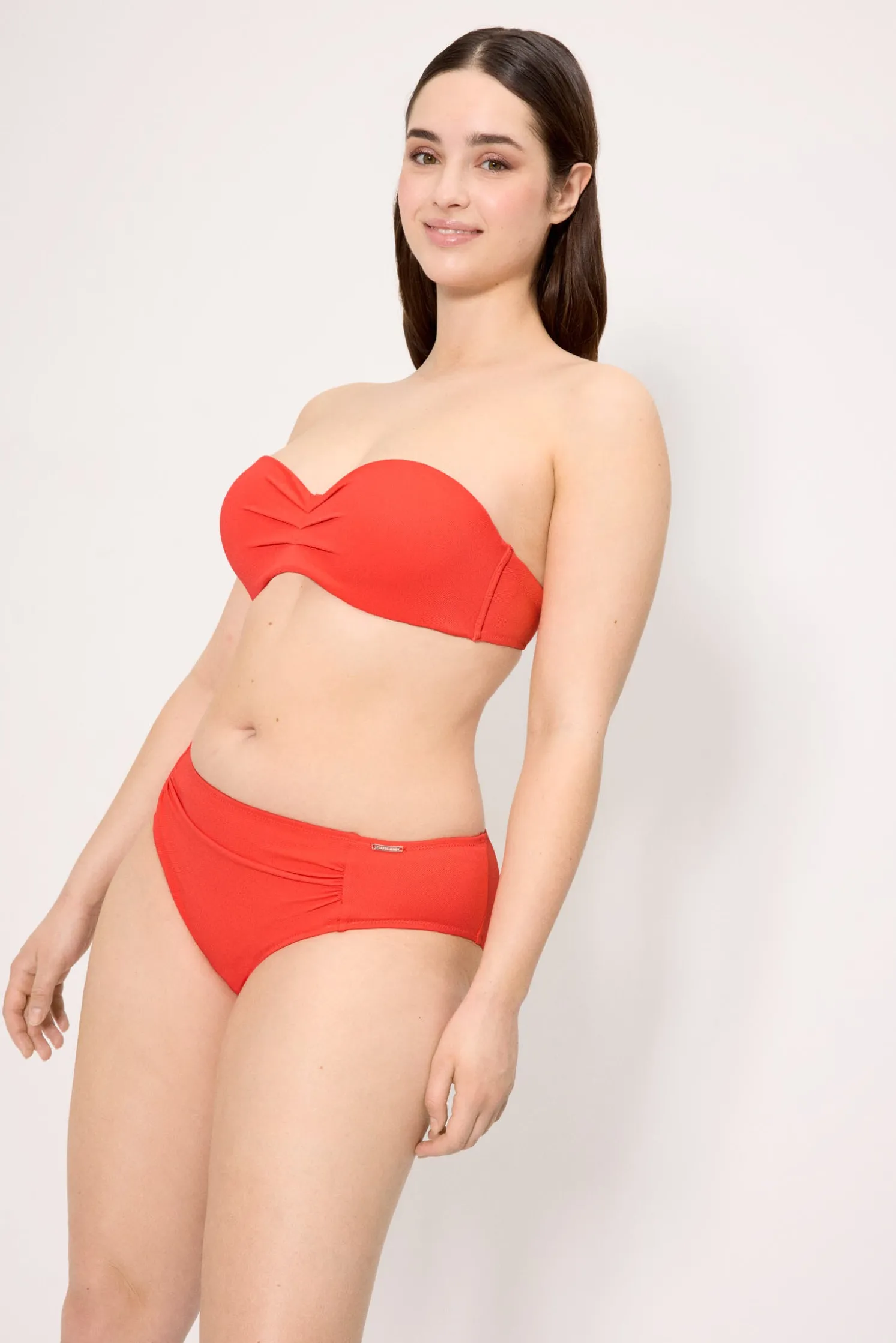 Top bikini bandeau micropiqué coral copa C