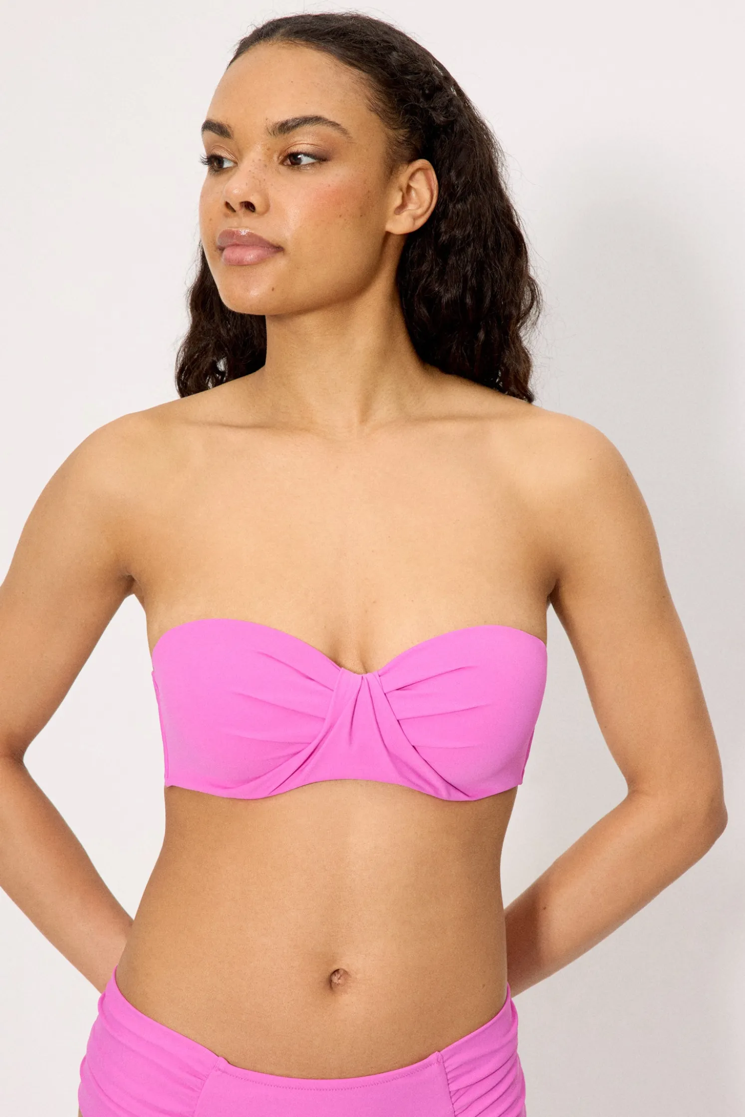 Top bikini bandeau rosa copa C