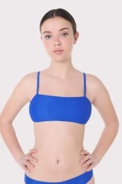 Top bikini bandeau texturizado azul