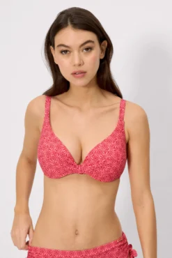 Top bikini flores rosa y rojo copa C