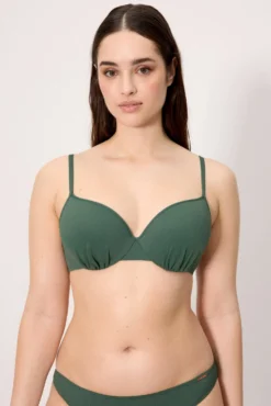 Top bikini micropiqué verde botella copa C
