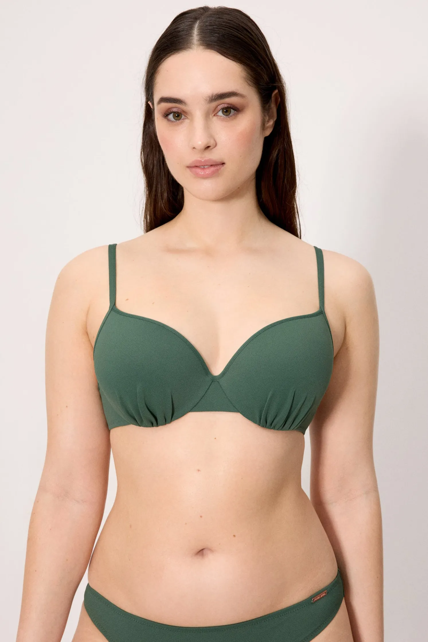 Top bikini micropiqué verde botella copa C