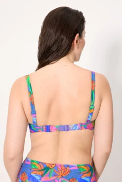 Top bikini reductor contorno regulable estampado tropical copas C y D