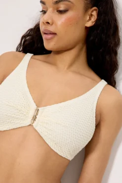 Top bikini reductor tejido calado marfil copa C