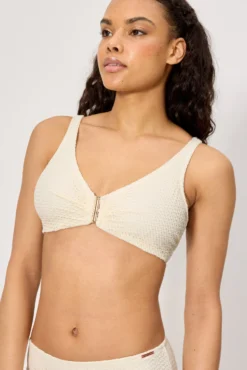 Top bikini reductor tejido calado marfil copa C