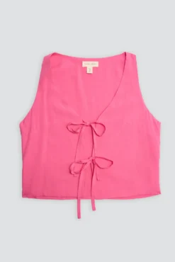 Top chaleco anudado tirantes rosa