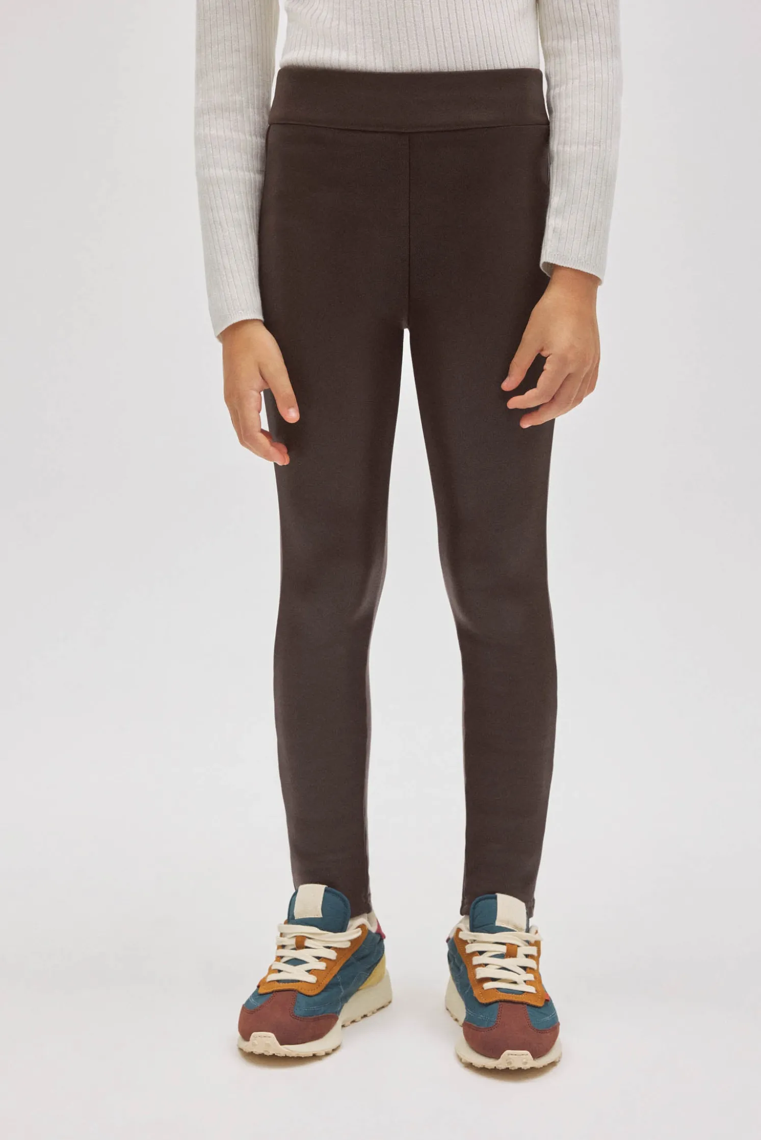 TÉRMICO Leggings afelpados niña efecto piel chocolate