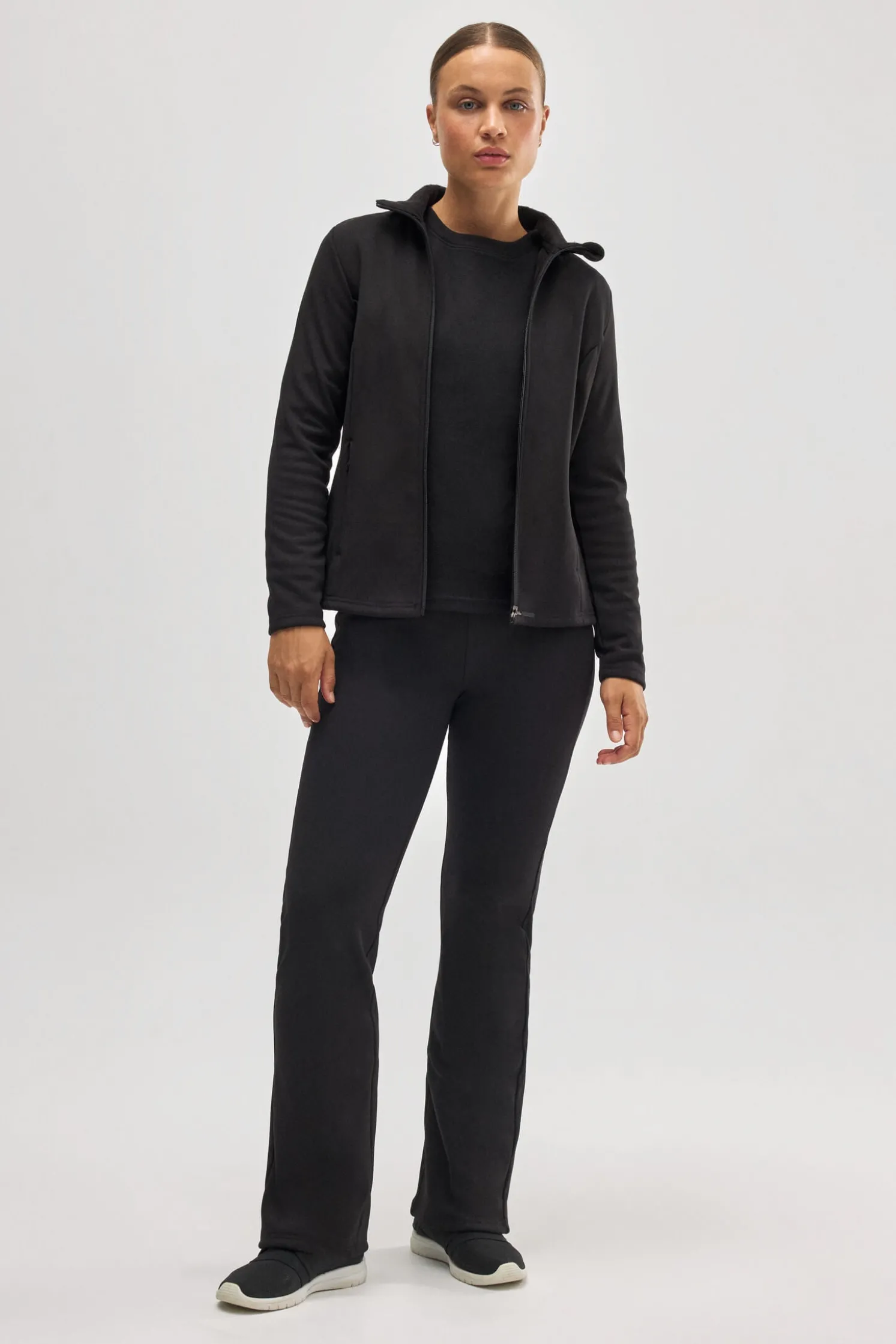 ULTRA TÉRMICO Leggings flare estilo deportivo afelpado polar negro