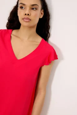 Vestido corto cuello en V coral