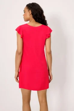 Vestido corto cuello en V coral