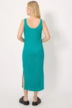 Vestido largo calado tirantes turquesa
