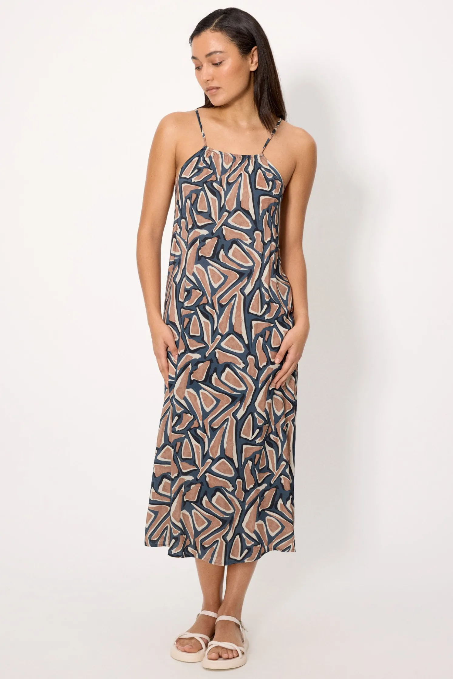 Vestido largo tirantes estampado