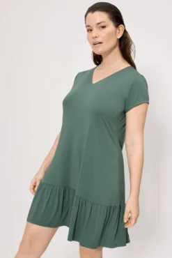 Vestido manga corta verde botella