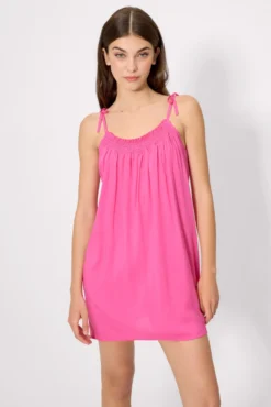 Vestido mini básico tirantes anudados rosa
